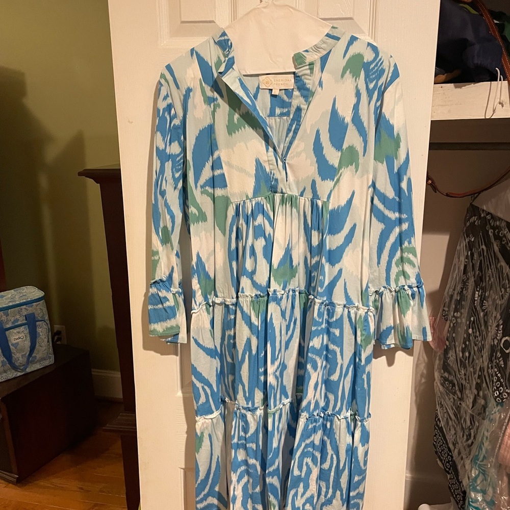 Sheridan Mia Blue and Green Patterned Dress